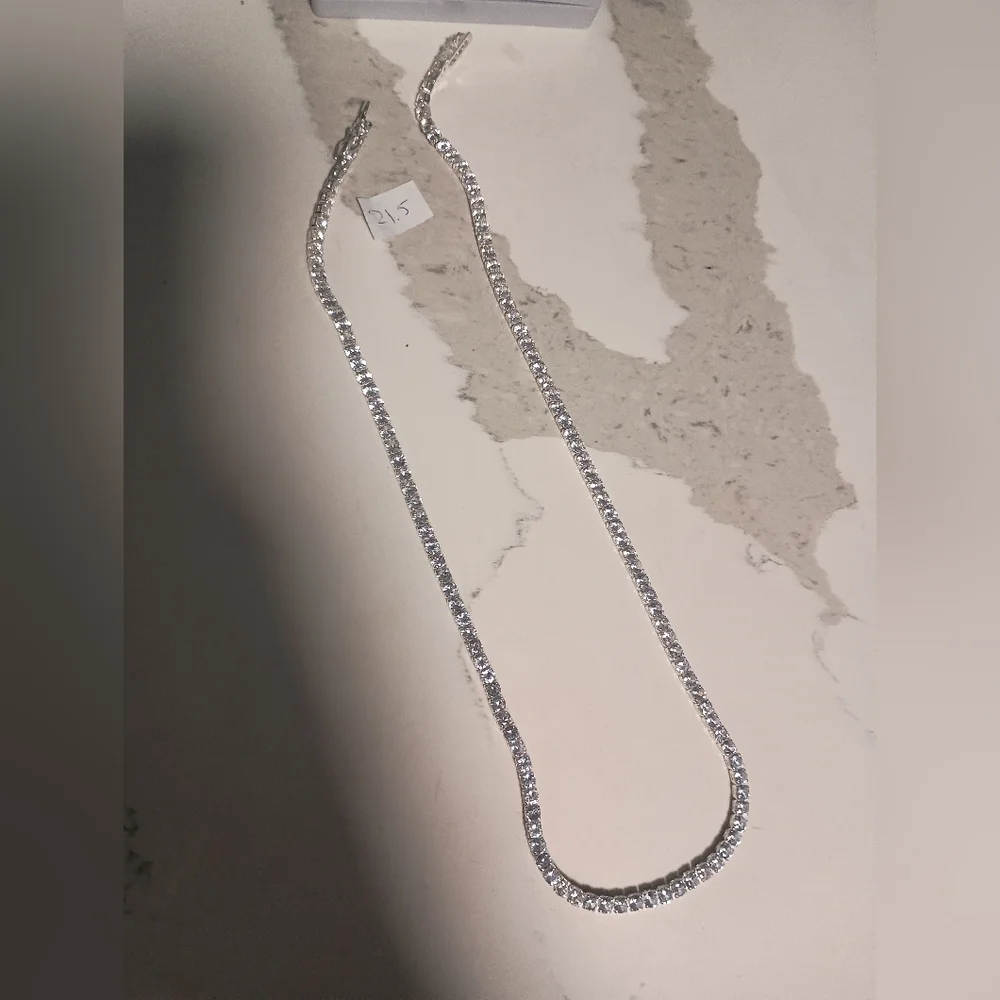 New Moissanite 21.5 Inch Tennis Necklace S 925 Sterling Silver Gorgeous Gift 🎁 - Picture 5 of 6